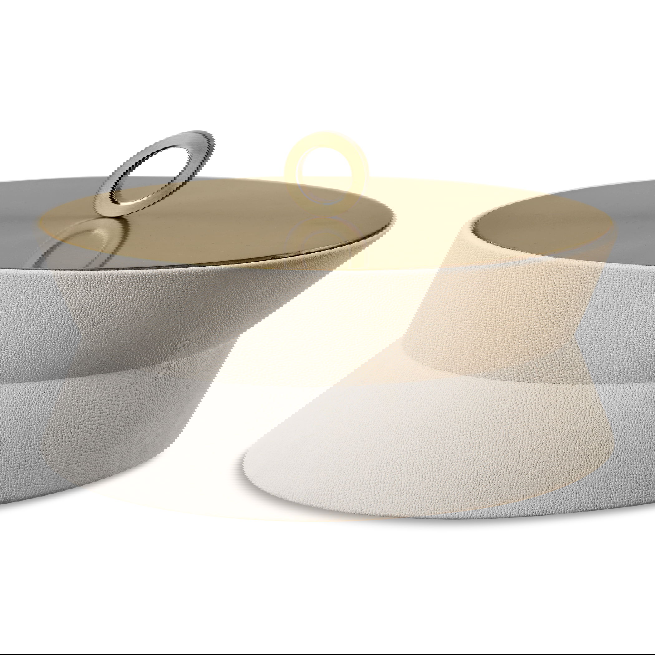 Luxe White Shagreen Round Box large image 