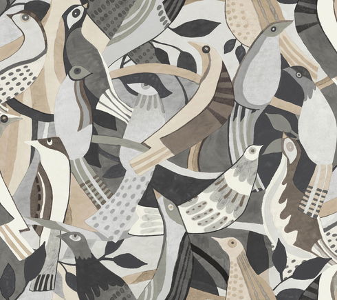Fauvist Flock Neutral Wallpaper