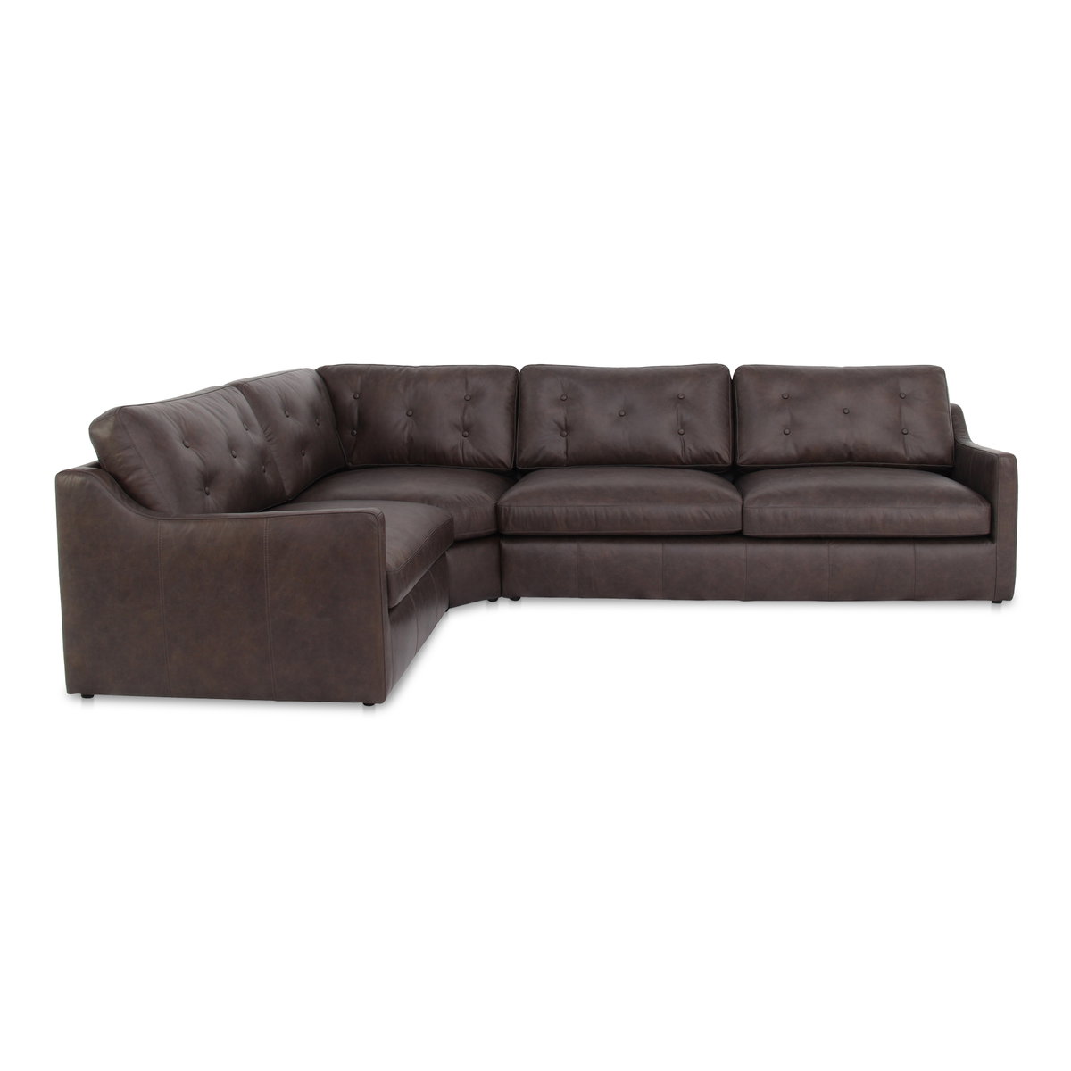 Thurlow 3 Piece Left Modular Sectional Espresso Brown Leather, Sectional Sofa by Moe's Home, 123.1" width x 33" height x 90.5" depth View 1