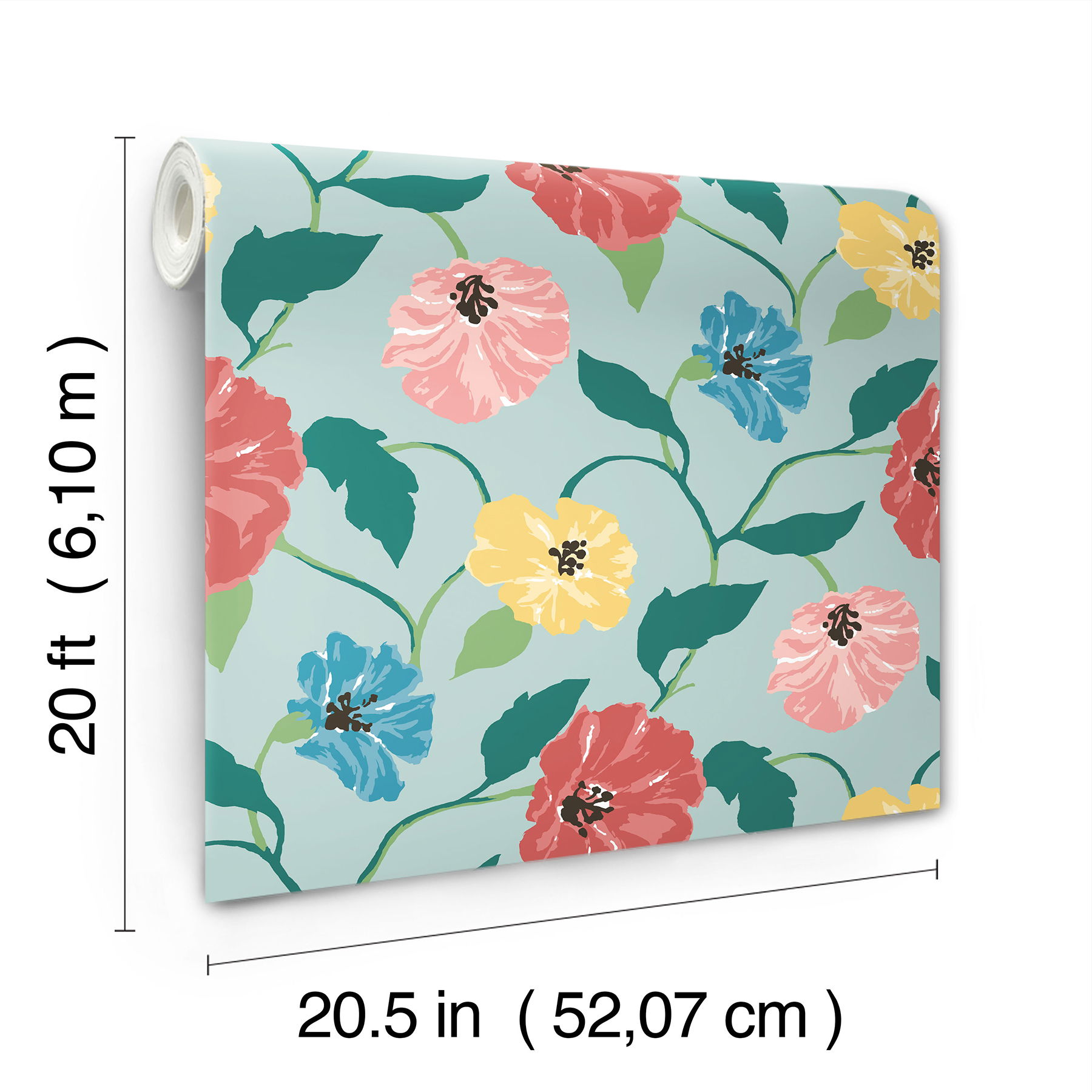 Jungle Garden Sky Blue Peel & Stick Wallpaper large image 