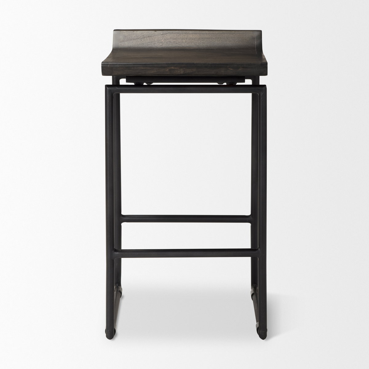 Givens Low Back 26in Seat Counter Stool | Black Wood with Black Metal, Counter & Bar Stool by Mercana, 14.1" length x 15.8" width x 26" height View 4
