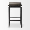 Givens Low Back 26in Seat Counter Stool | Black Wood with Black Metal, Counter & Bar Stool by Mercana, 14.1" length x 15.8" width x 26" height thumbnail 4
