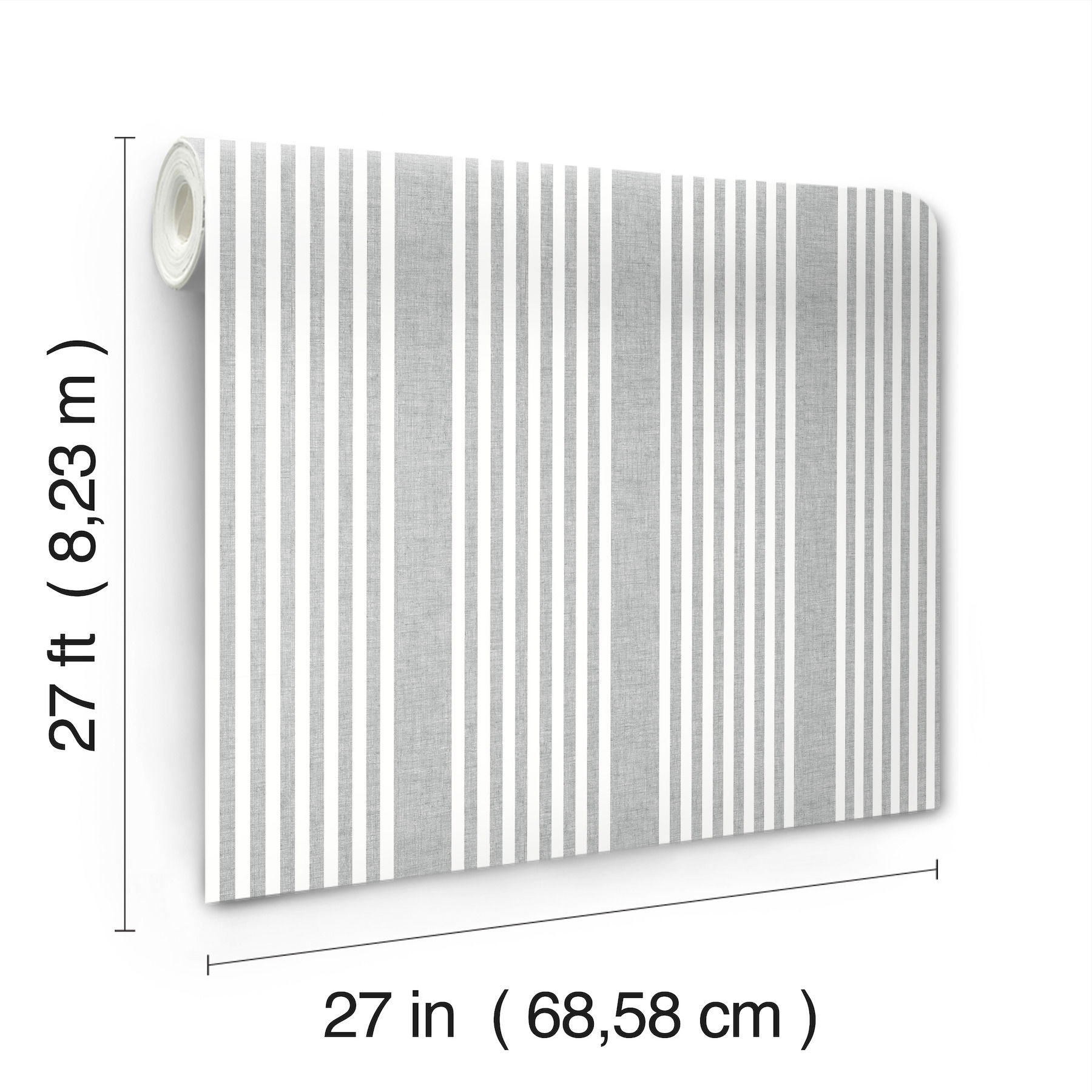 French Charcoal Linen Stripe Wallpaper, by York Wall, 27' length x 2'3" width x 0.02" depth View 5