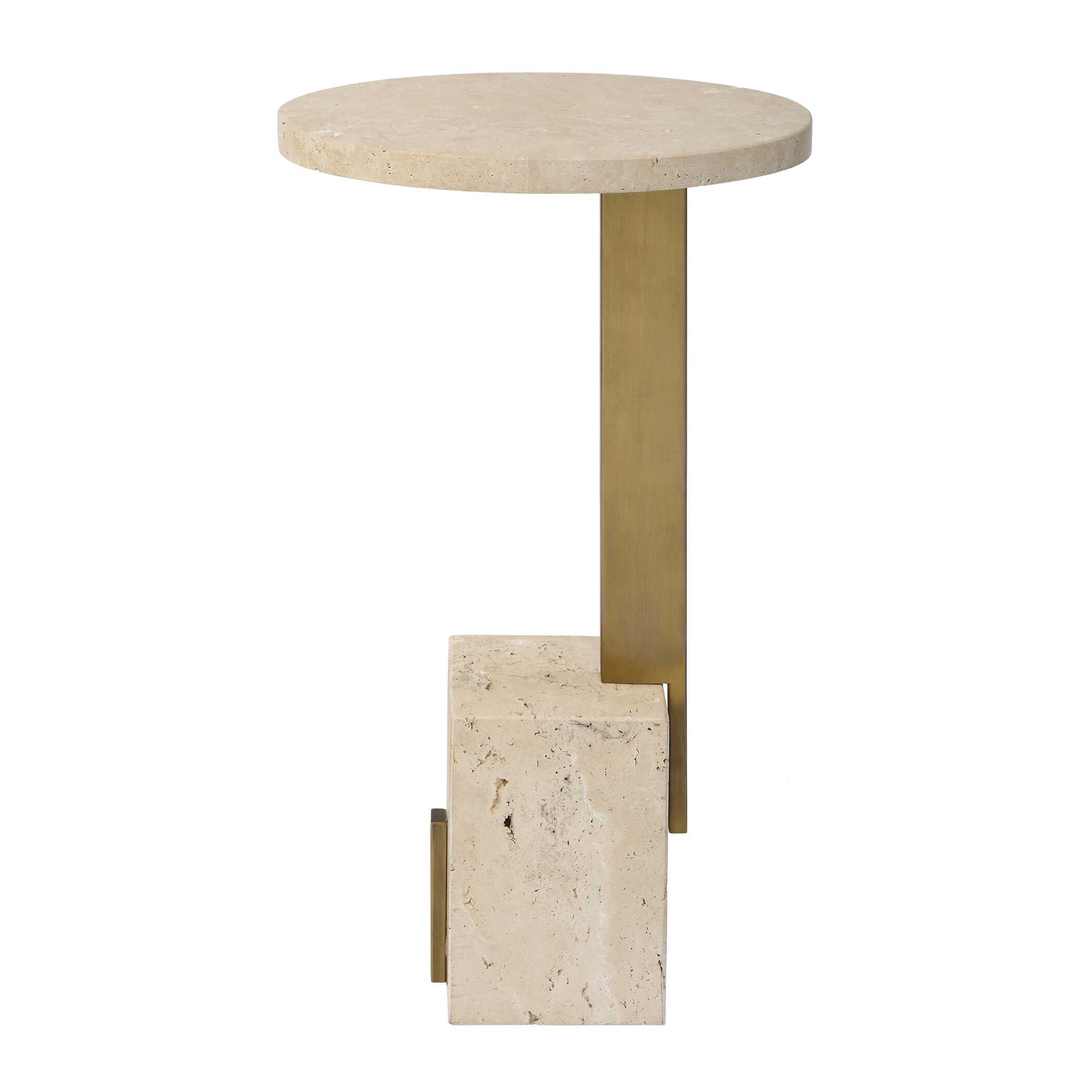 Feranno Travertine Accent Table, Furniture by Uttermost, 12" width x 22" height x 8" depth View 6