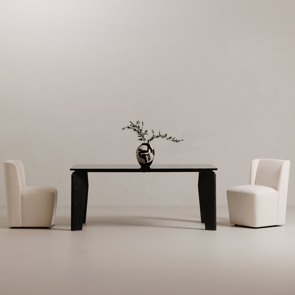 Cormac Rolling Dining Chair Cream, by Moe's Home, 24" width x 33" height x 26" depth View 6