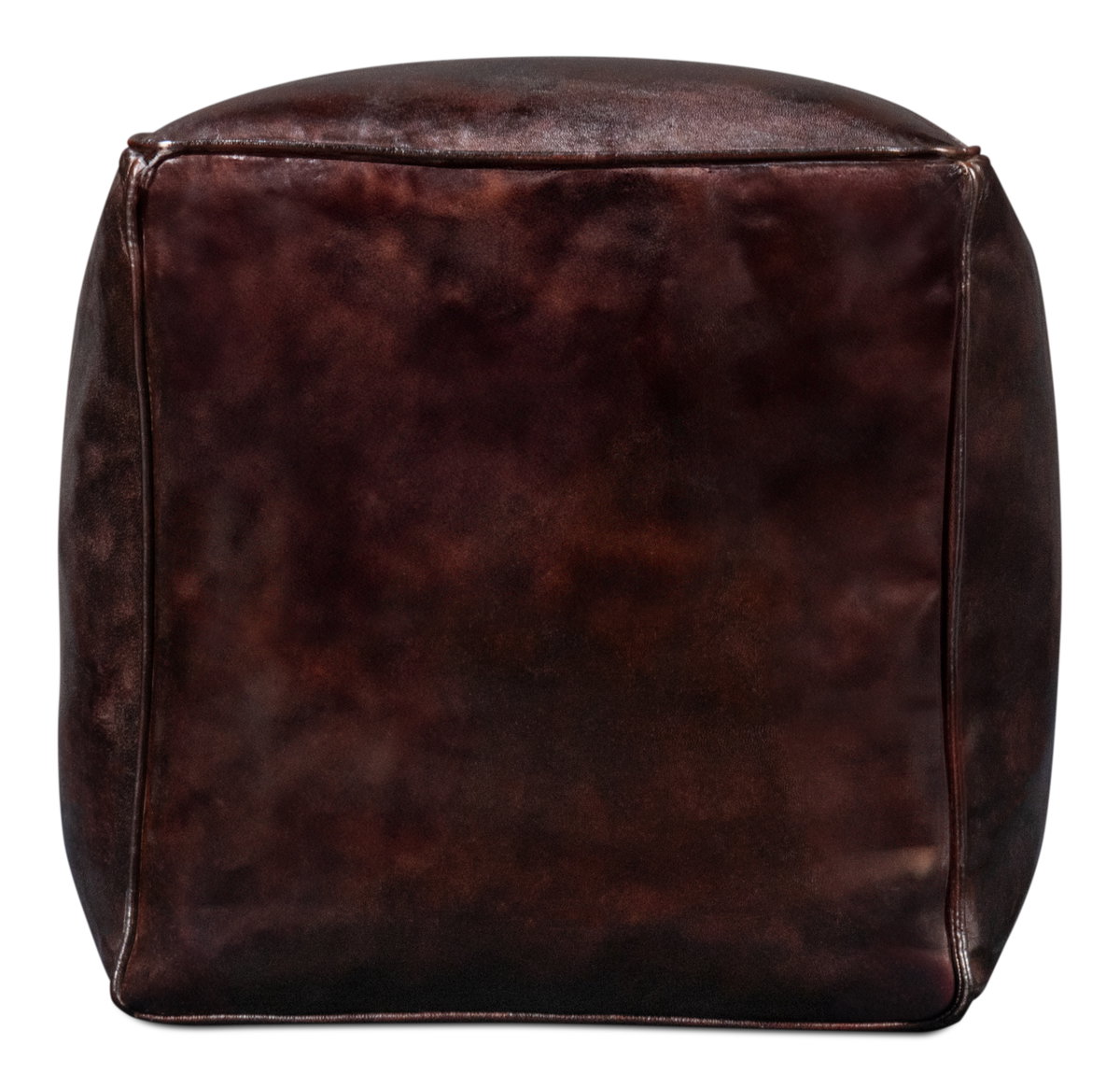 Sunday Afternoon Leather Cube Dark Brn, by Sarreid, 1'3" length x 1'3" width x 1'4" height View 7