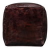 Sunday Afternoon Leather Cube Dark Brn, by Sarreid, 1'3" length x 1'3" width x 1'4" height thumbnail 7