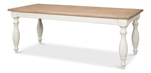Brie Dining Table, Ant.White/Natural Top