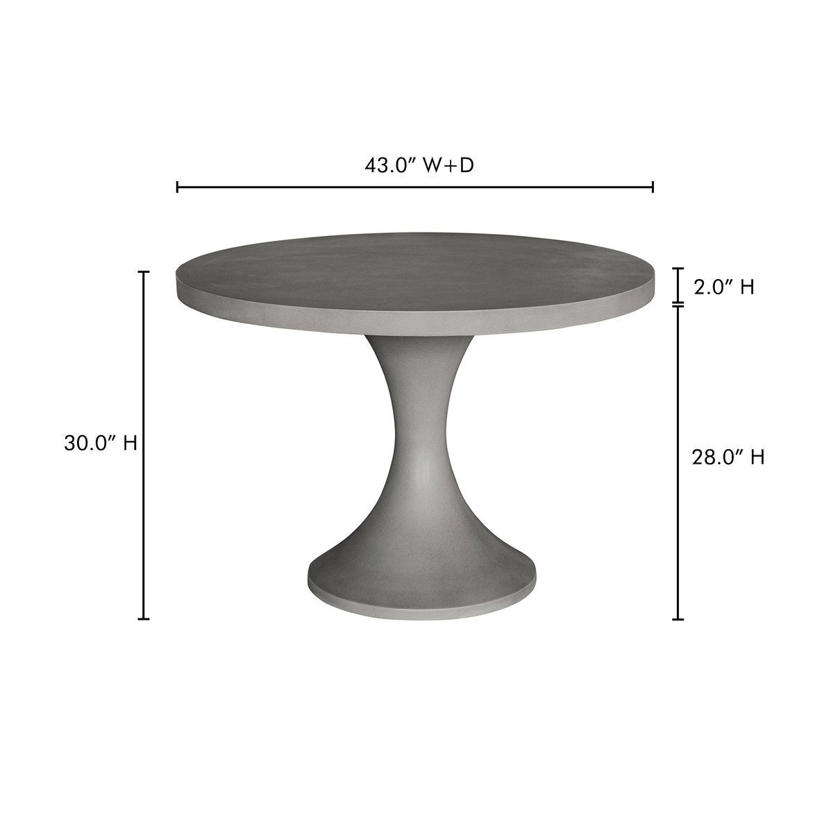 Isadora Outdoor Dining Table Grey, Outdoor Table by Moe's Home, 3'7" width x 2'6" height x 3'7" depth View 7