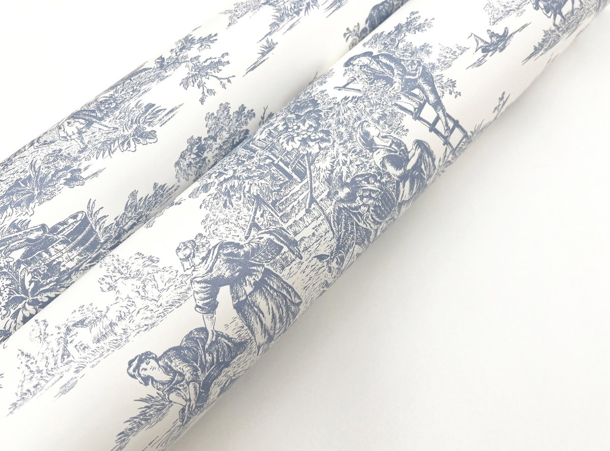 Campagne Toile Blue & White Wallpaper, by York Wall, 33' length x 1'8.5" width x 0.02" depth View 2