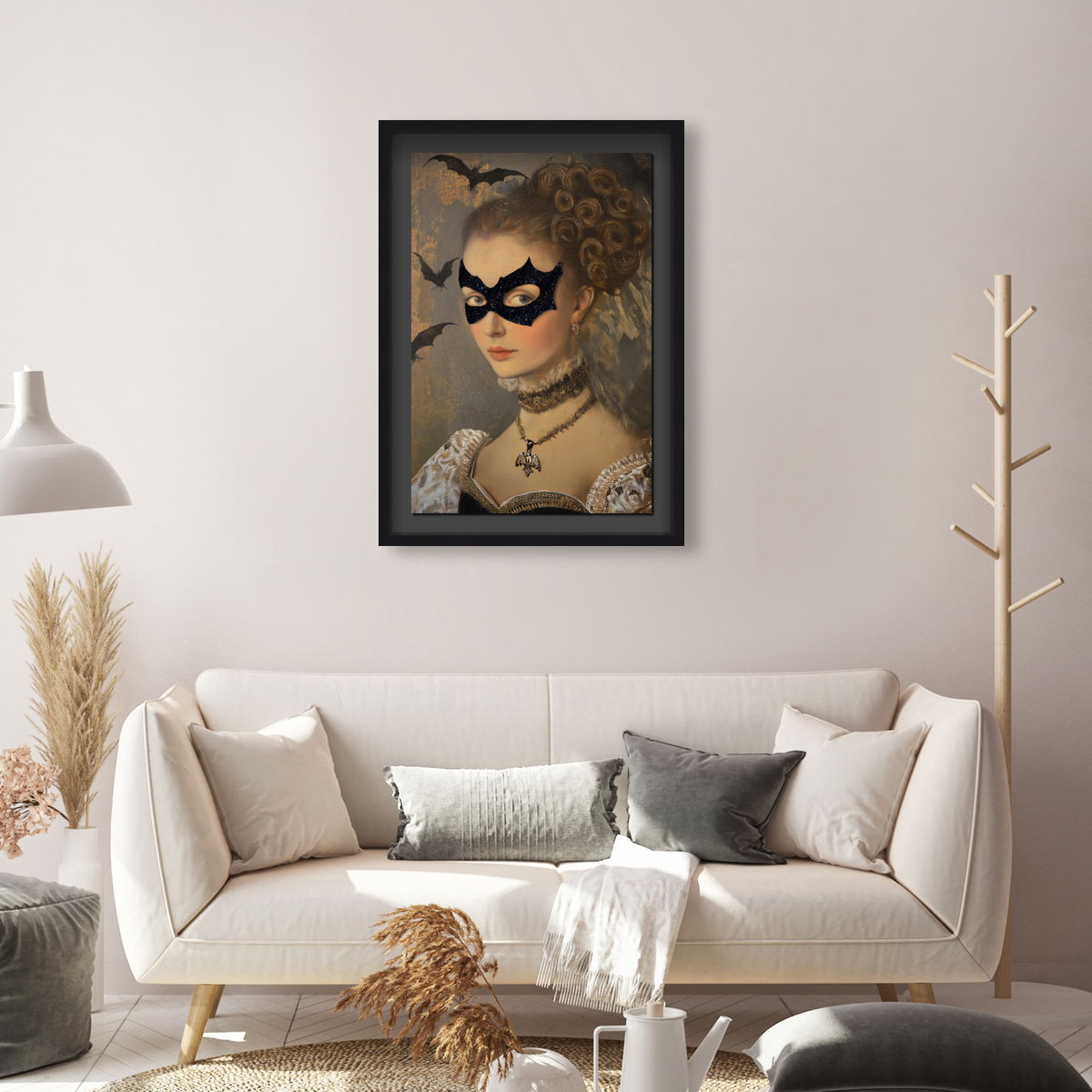 Bat Hero Lady - With Glitter (Black Mat, Black Glitter), Art by Oliver Gal,  20x30 View 3