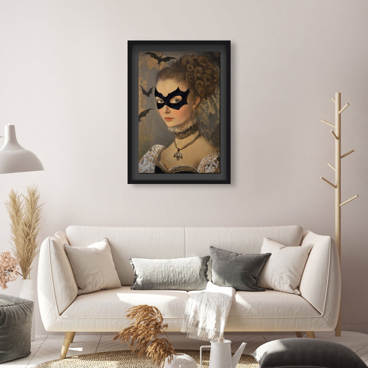 Bat Hero Lady - With Glitter (Black Mat, Black Glitter), by Oliver Gal,  20x30 View 3