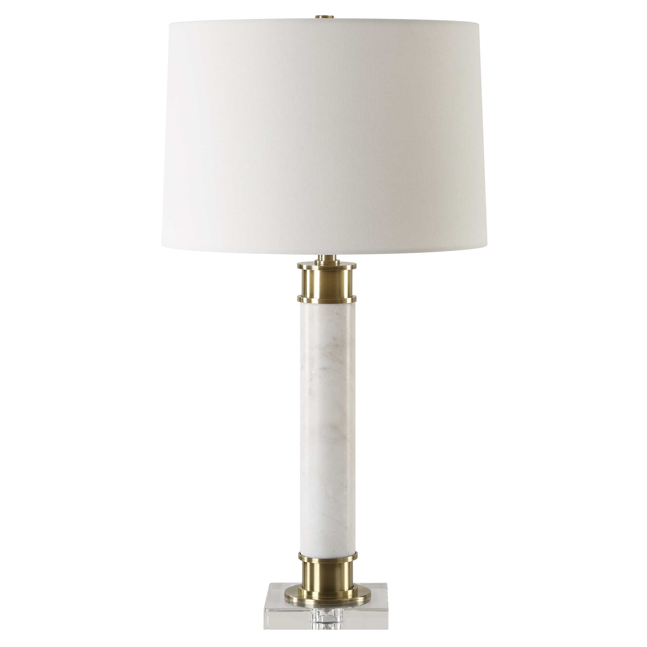 Plinth White Marble Table Lamp, by Uttermost, 15" width x 27.75" height x 15" depth View 5