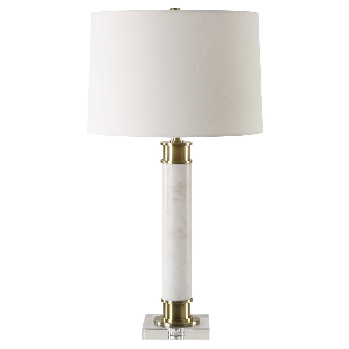 Plinth White Marble Table Lamp, by Uttermost, 15" width x 27.75" height x 15" depth View 5