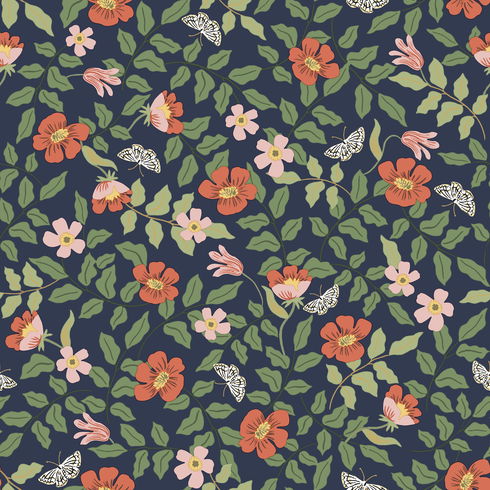 Primrose Rose & Navy Peel & Stick Wallpaper