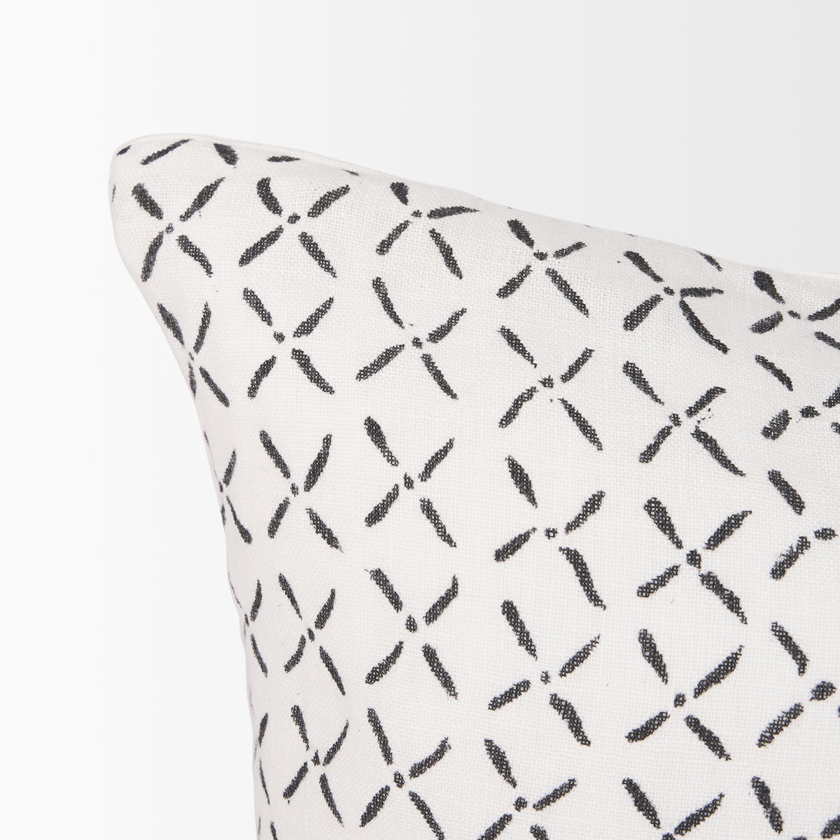 Jayden 14x26 Cream with Black Print Linen Lumbar Decorative Pillow Cover, by Mercana, 14" length x 26" width x 0.2" height View 6