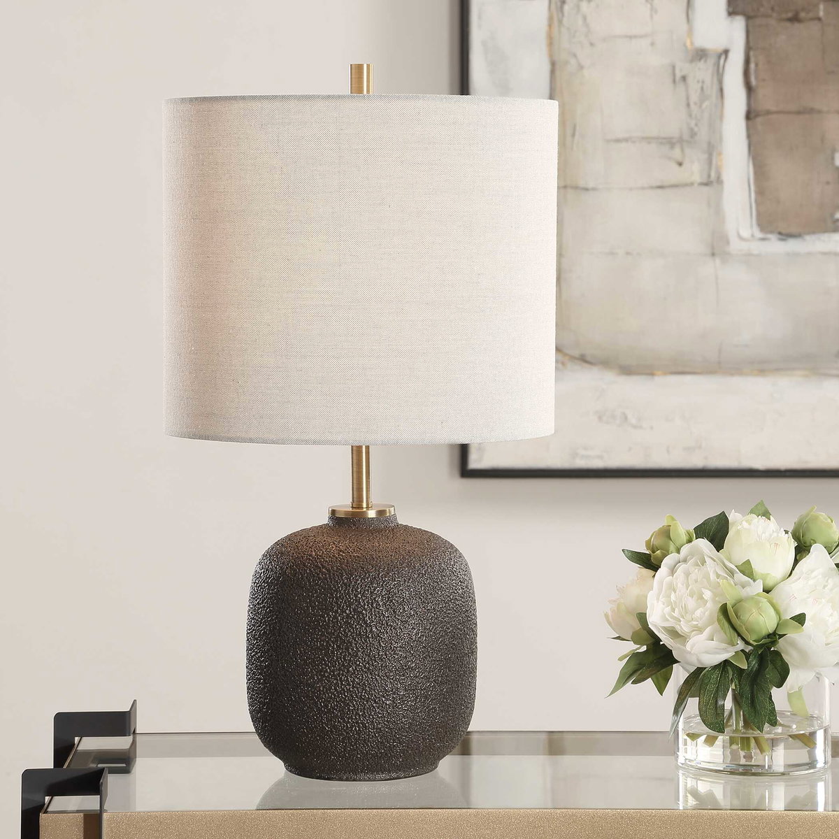 Blacktop Textured Buffet Lamp, Table Lamp by Uttermost, 12" width x 21.5" height x 12" depth View 2