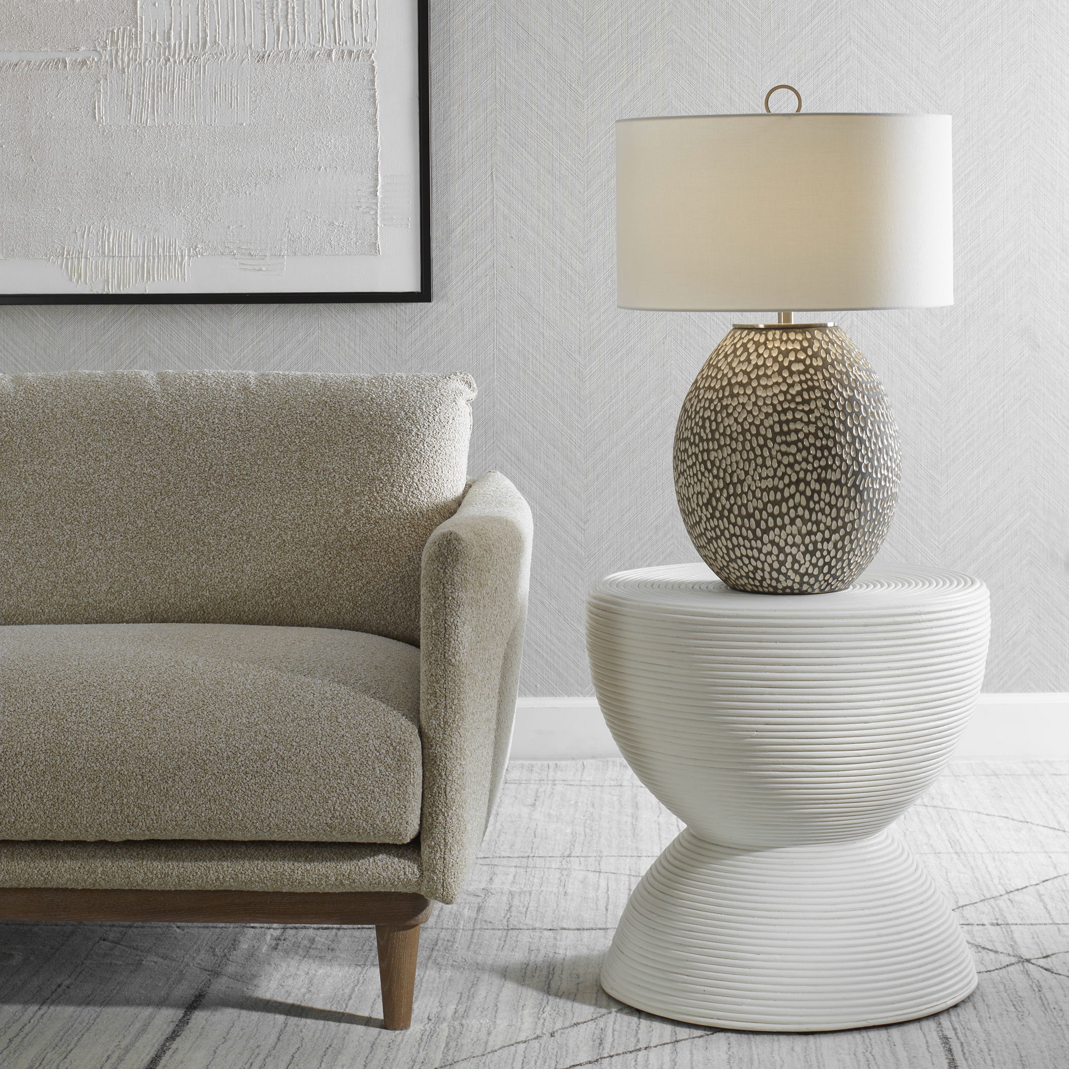 Cyprien Gray White Table Lamp large image 