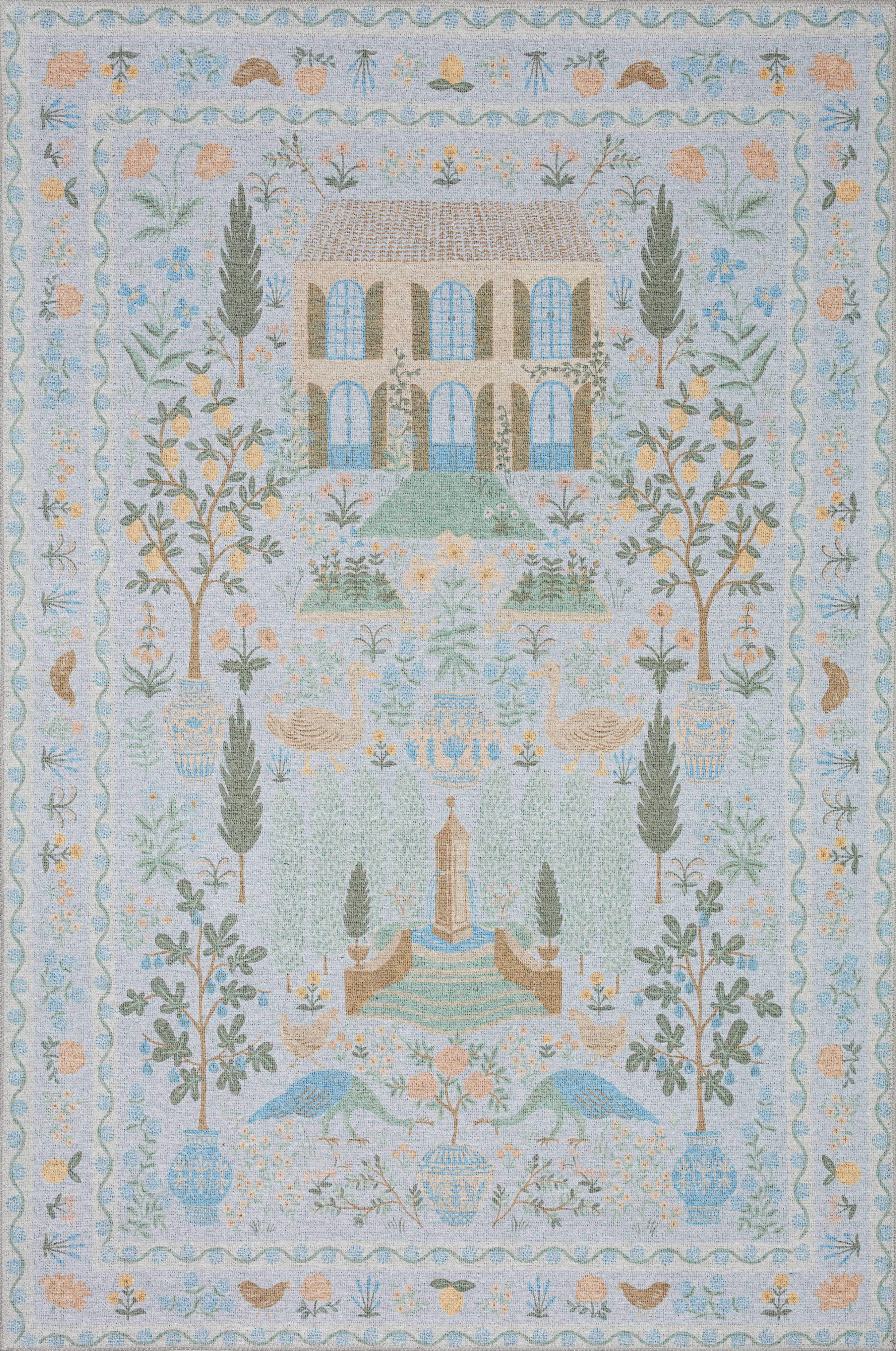 Rifle Paper Co. x Loloi Menagerie Rug, 5' length x 5' width