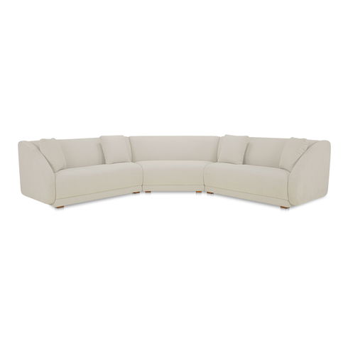 Fraser 3 Piece Modular Sectional With Wedge Slipper White