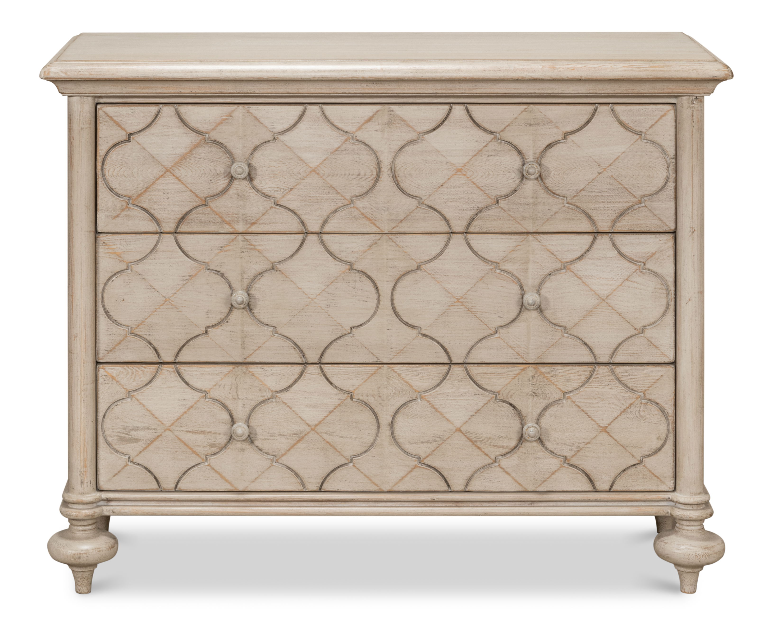 Sommeil 3 Drawer Commode, Stone Grey, Cabinets & Chest by Sarreid, 44" length x 18" width x 35" height View 2