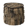 Riley Tan Jute Popcorn Stich Cylindrical Pouf, Ottoman by Mercana, 20" length x 20" width x 18" height thumbnail 1