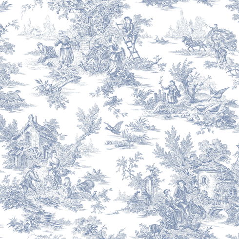 Campagne Toile Blue & White Wallpaper