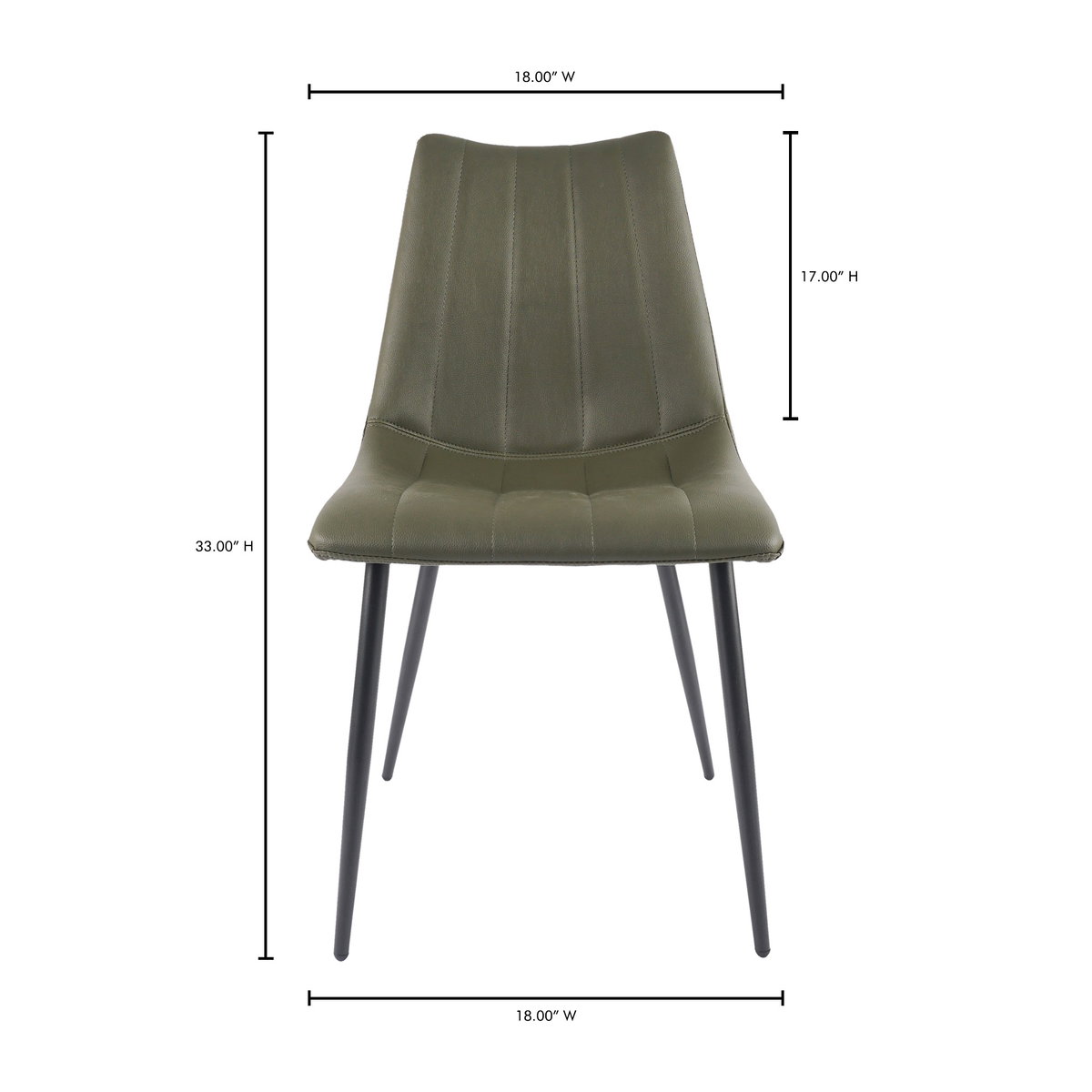 Alibi Dining Chair Dark Green - Set Of Two, by Moe's Home, 18" width x 33" height x 20" depth View 12