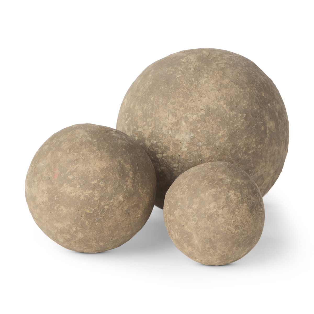 Sunita Set of 3 Gray Paper Mache Orbs, Decorative Object by Mercana, 6" length x 6" width x 6" height View 1