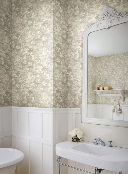 Homestead Grey & Off White Wallpaper