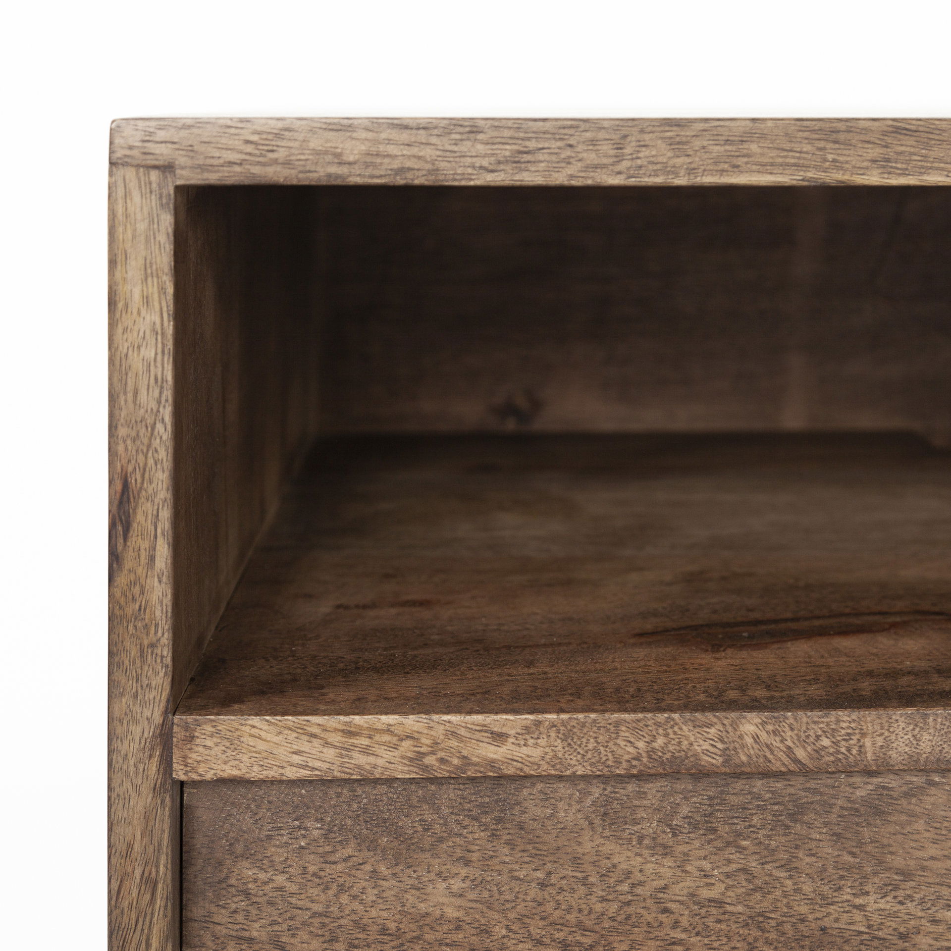 Glenn IV Dark Brown Wood with Black Iron Frame Media Console with Storage, TV Stand for TV up to 71', by Mercana, 61.5" length x 18" width x 24" height View 9