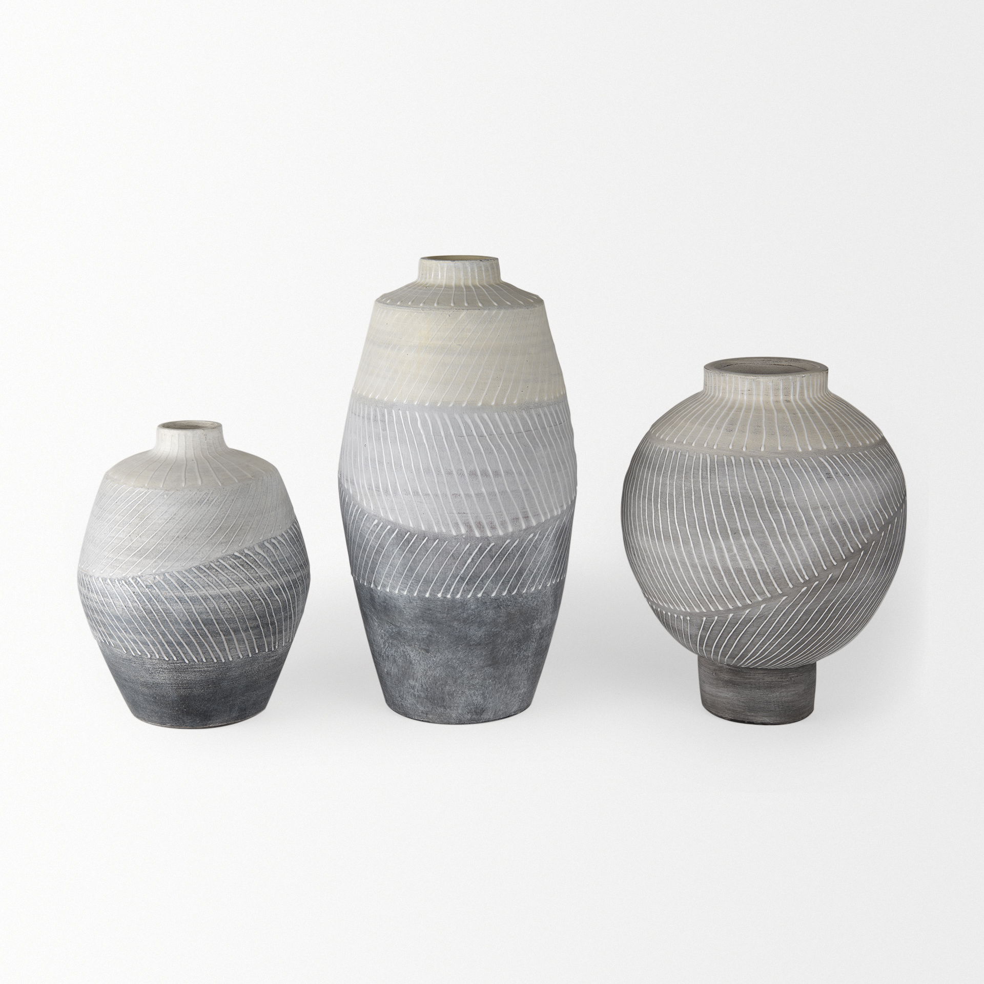 Blume 10H Off-White with Gray Textured Vase large image 