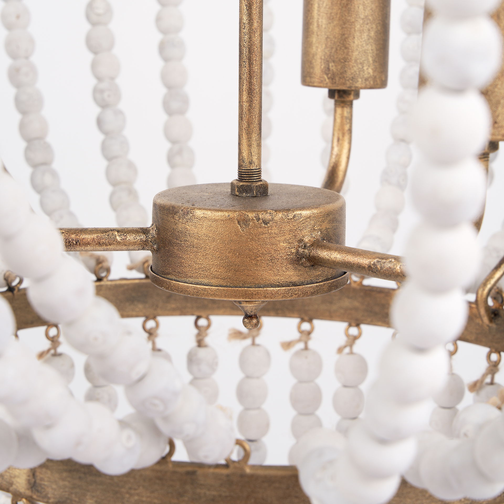 Rhone Gold Metal and Wood Beaded Chandelier large image 