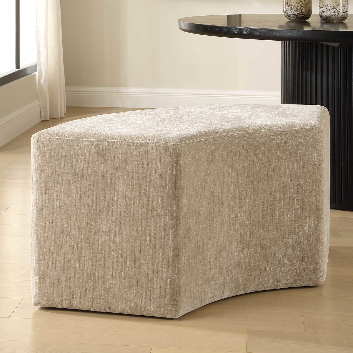 Khai Rounded Plush Dining Bench, Benche by Uttermost, 44.5" width x 20" height x 19" depth View 4