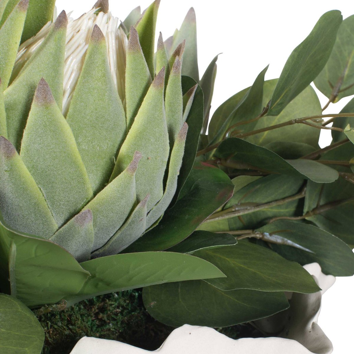 Protea Blooms White Bowl Centerpiece, Artificial Plants & Flower by Uttermost, 24" width x 12" height x 16" depth View 8