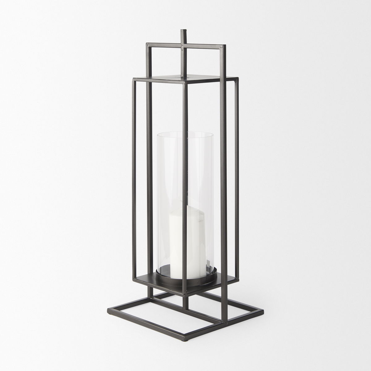 Albus I Large Black Metal Rectangular Table Candle Holder, Candles & Candle Holder by Mercana, 9.25" length x 9.25" width x 23.82" height View 6