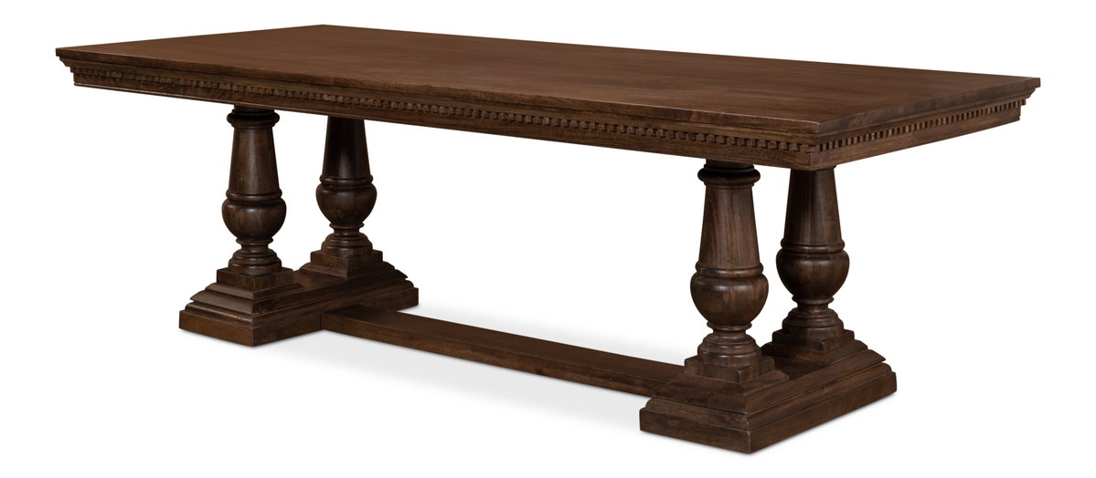 Joshua Pedestal Dining Table, by Sarreid, 3'6" length x 8' width x 2'7" height View 1