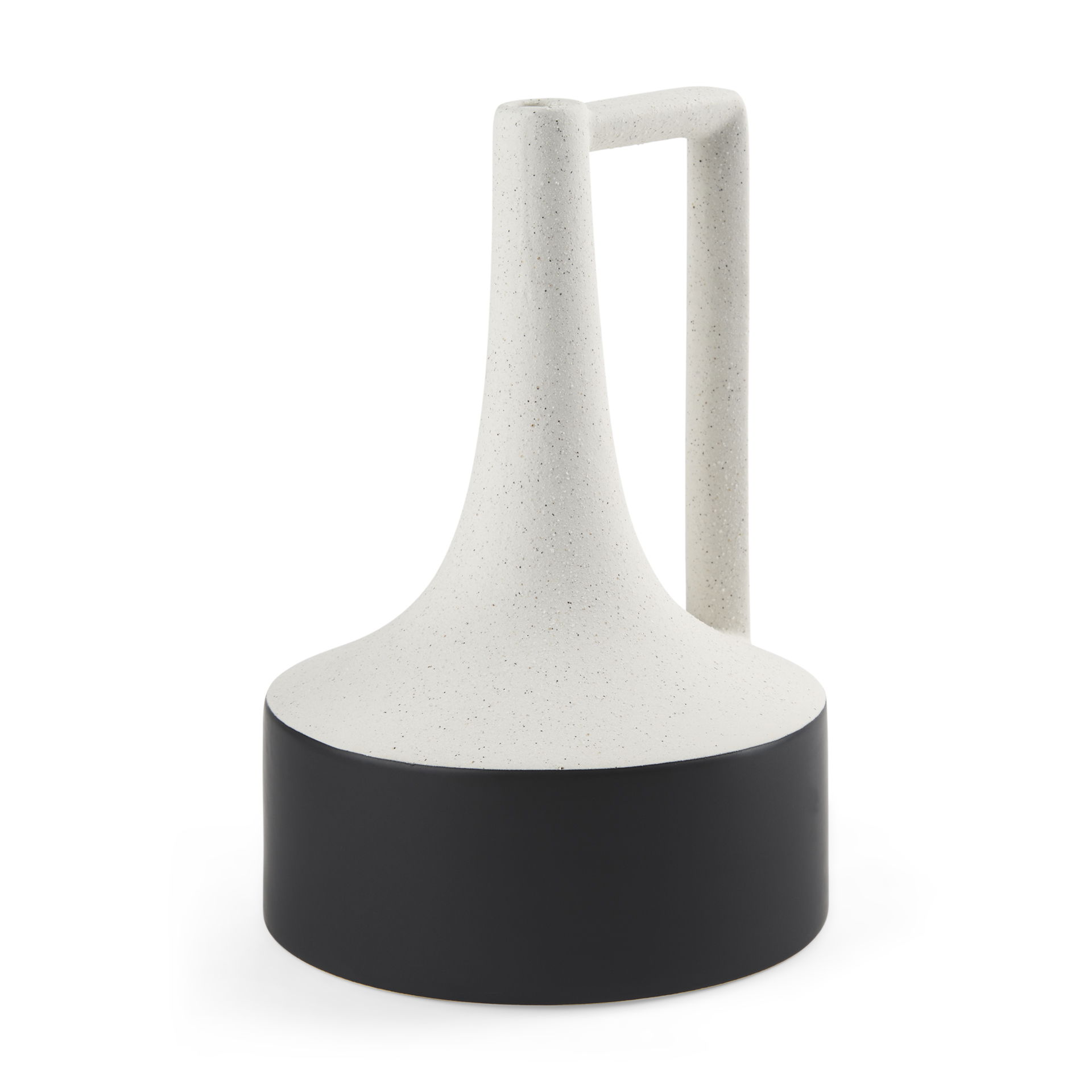 Burton 13.1H Large White and Black Ceramic Jug Vase, Decorative Jar by Mercana, 7.87" length x 7.87" width x 11.61" height View 1