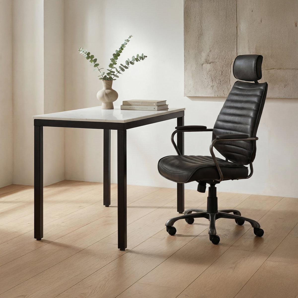 Parson Marble Mini Desk White, by Moe's Home, 34" width x 30" height x 20" depth View 10