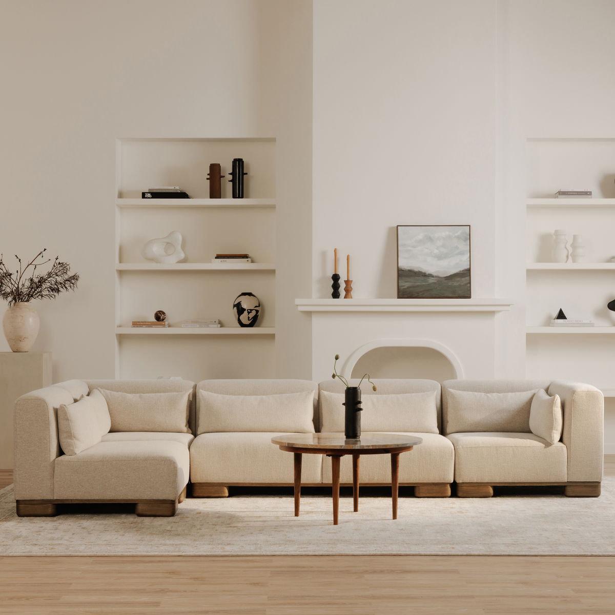 June Corner Chair Oatmeal, Sectional Sofa by Moe's Home, 40" width x 30" height x 40" depth View 11