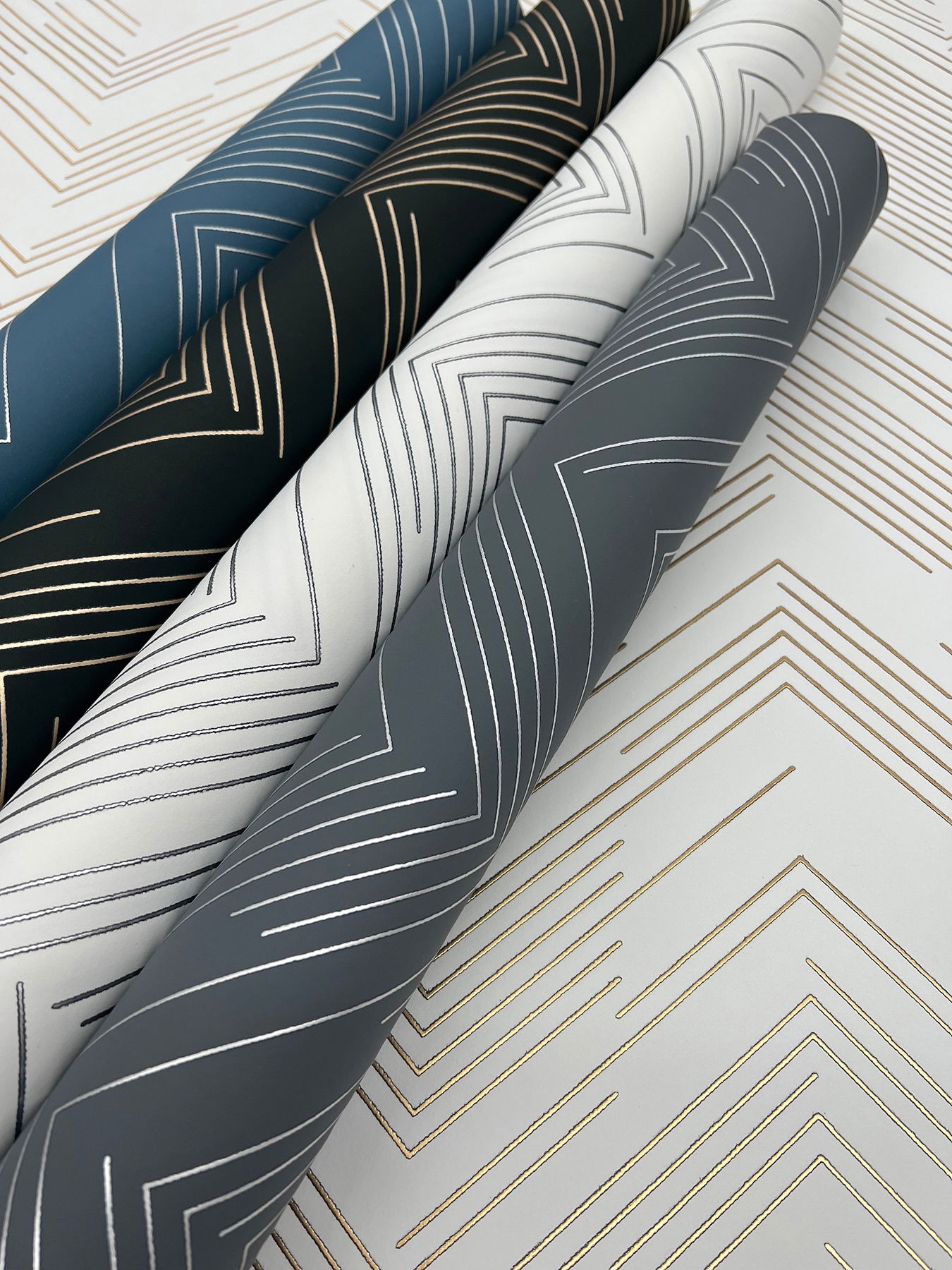 Polished Chevron Charcoal & Silver Wallpaper large image 