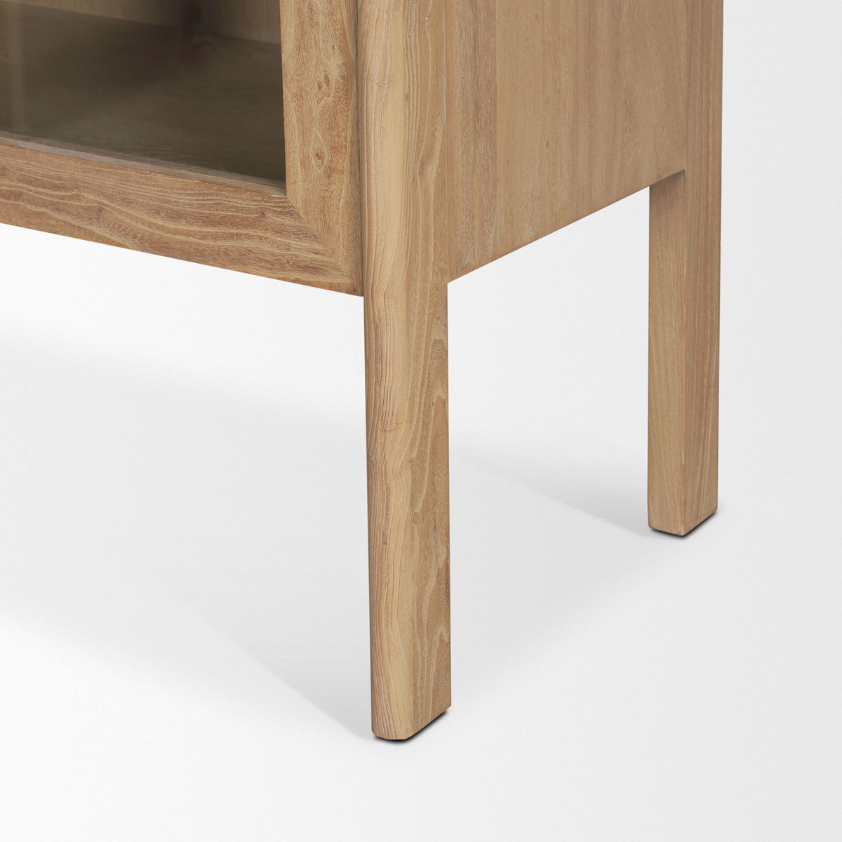 Callum Light Brown Elm Wood with Glass Doors  Arched Curio Cabinet, Cabinets & Sideboard by Mercana, 31" length x 17.7" width x 79" height View 12