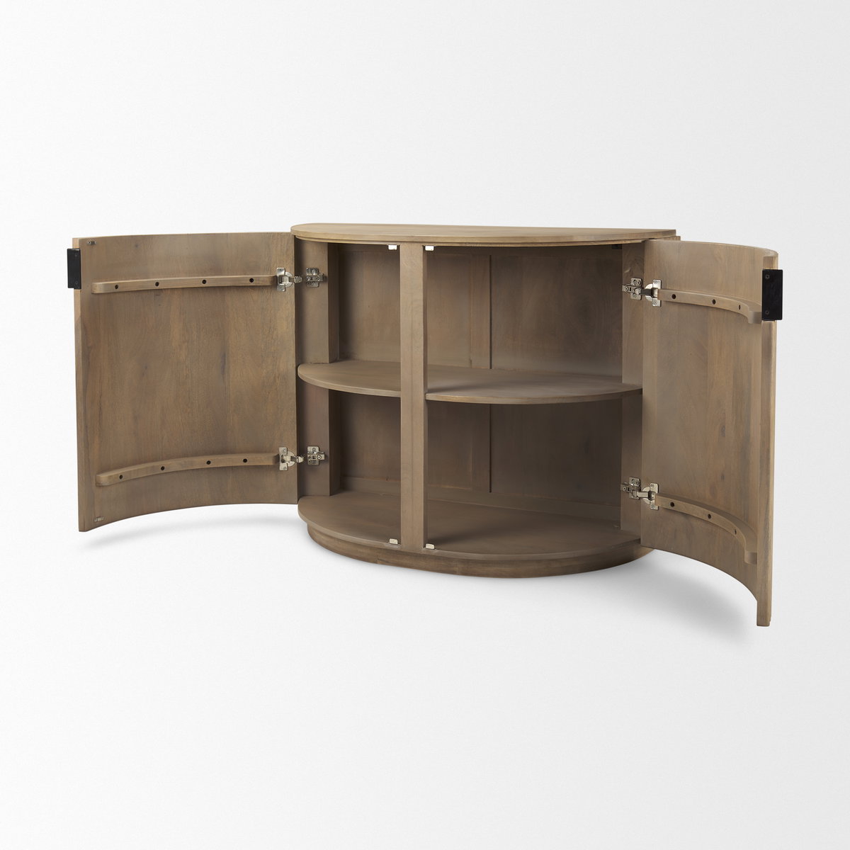 Terra Fluted Light Brown Wood 2-Door Accent Cabinet, Cabinets & Chest by Mercana, 42" length x 19" width x 32" height View 8