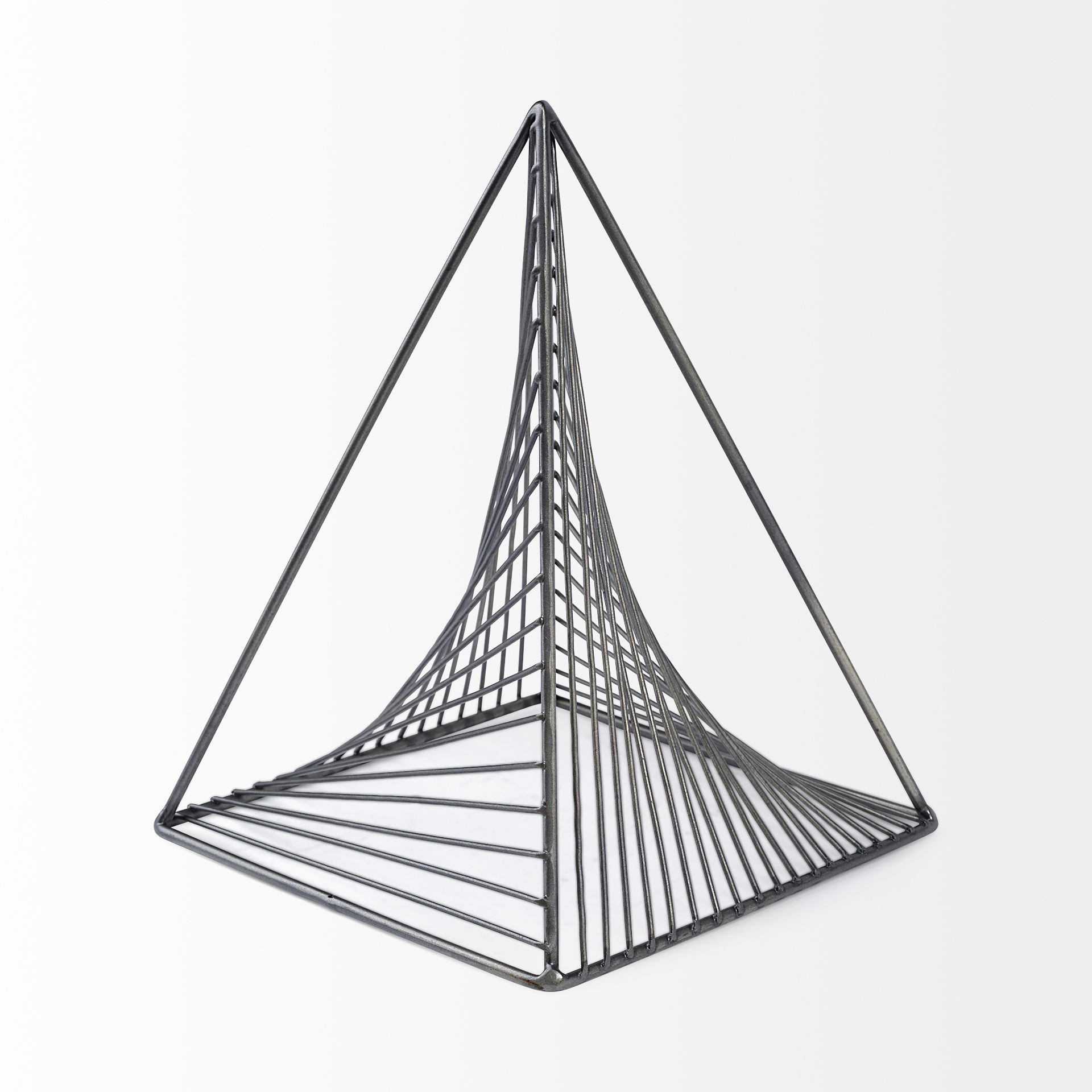 Risley 8L x 8W Gray Metal Triangular Decorative Object, by Mercana, 8.07" length x 8.07" width x 10.63" height View 3