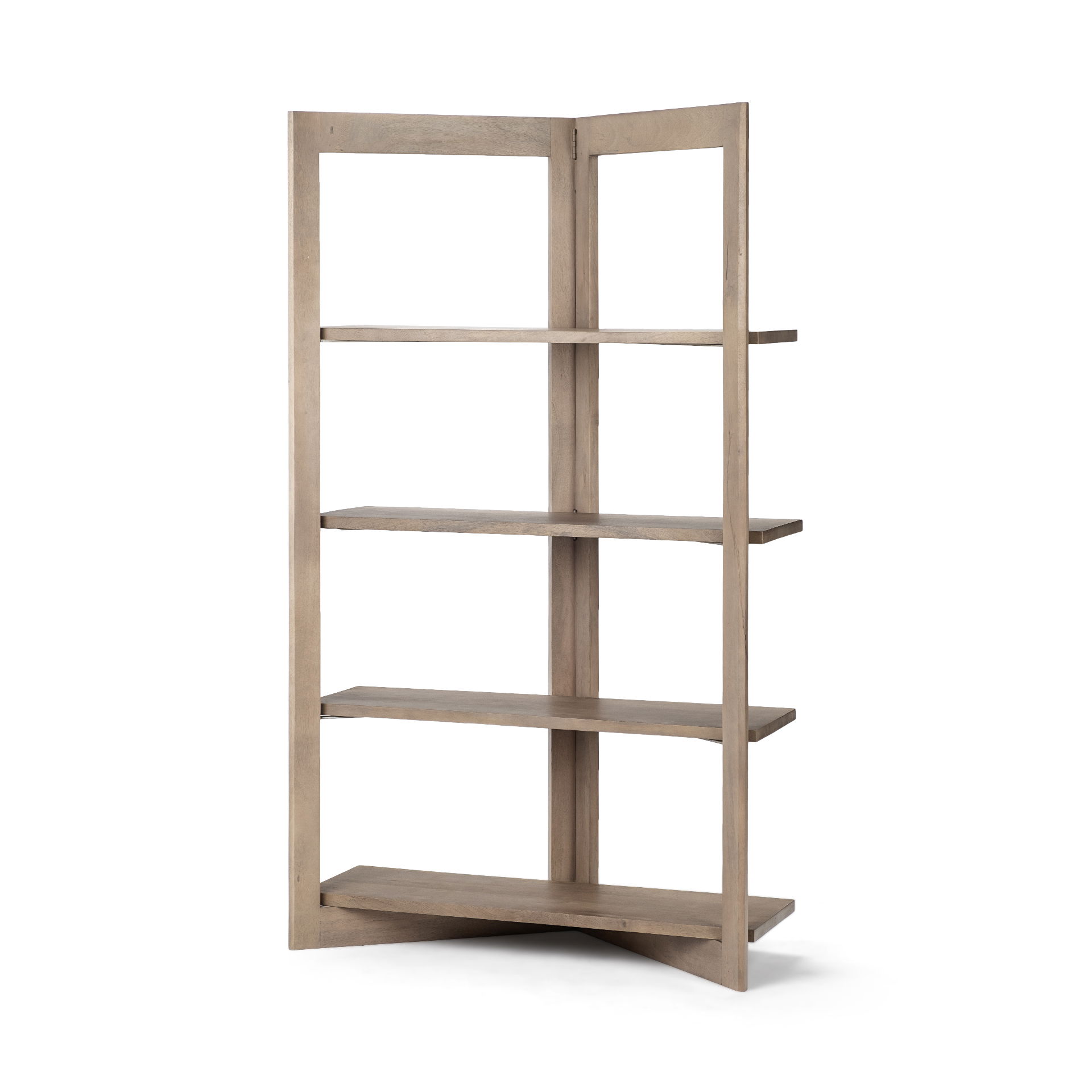 Turnbull I 42L x 16W x 72H Light Brown Wood Four Shelf Shelving Unit, Shelving & Bookcase by Mercana, 42" length x 16" width x 72" height View 1