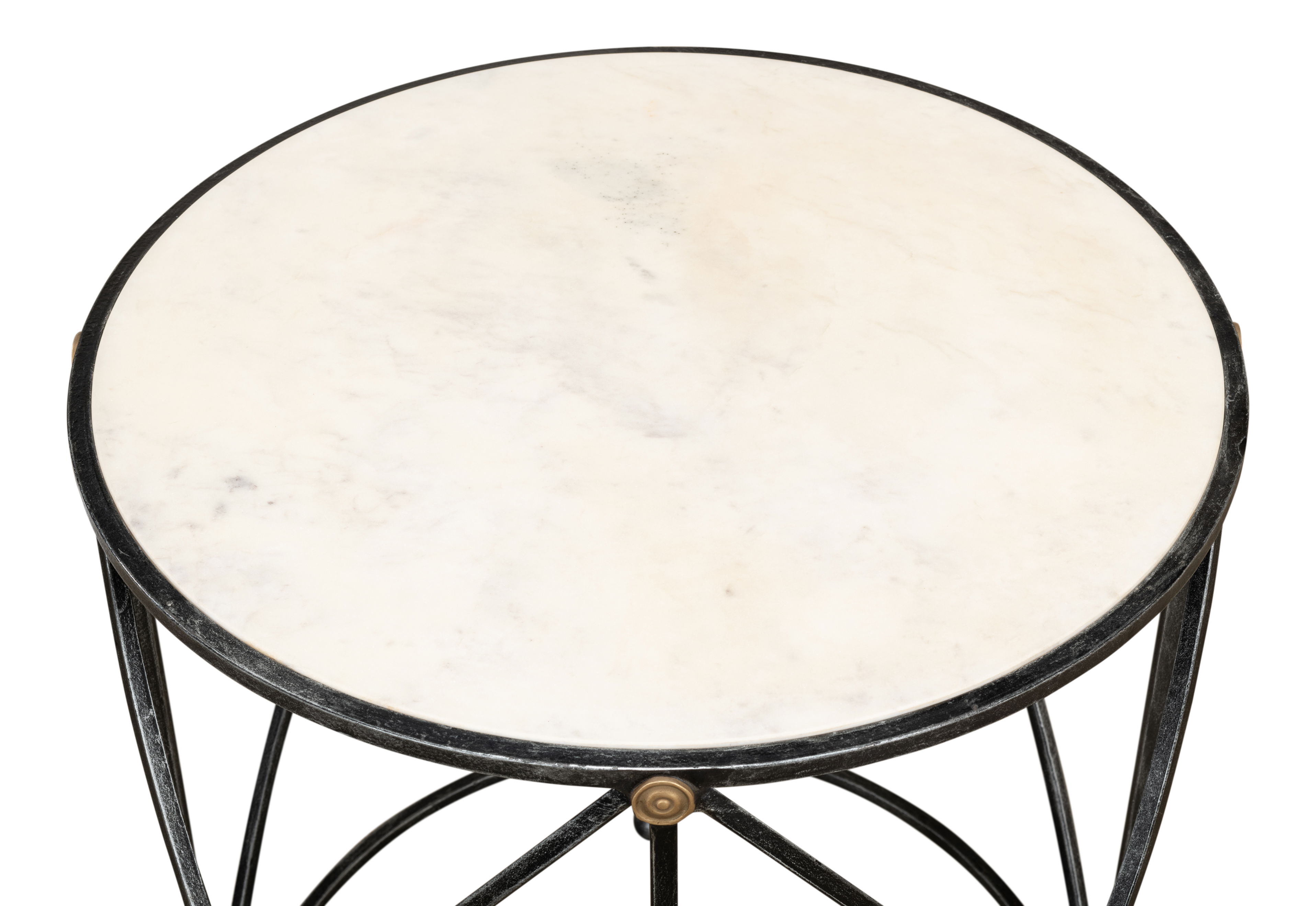Drum & Fife Lamp Table, Aged Wht Marble, Side & End Table by Sarreid, 24" length x 24" width x 29" height View 12