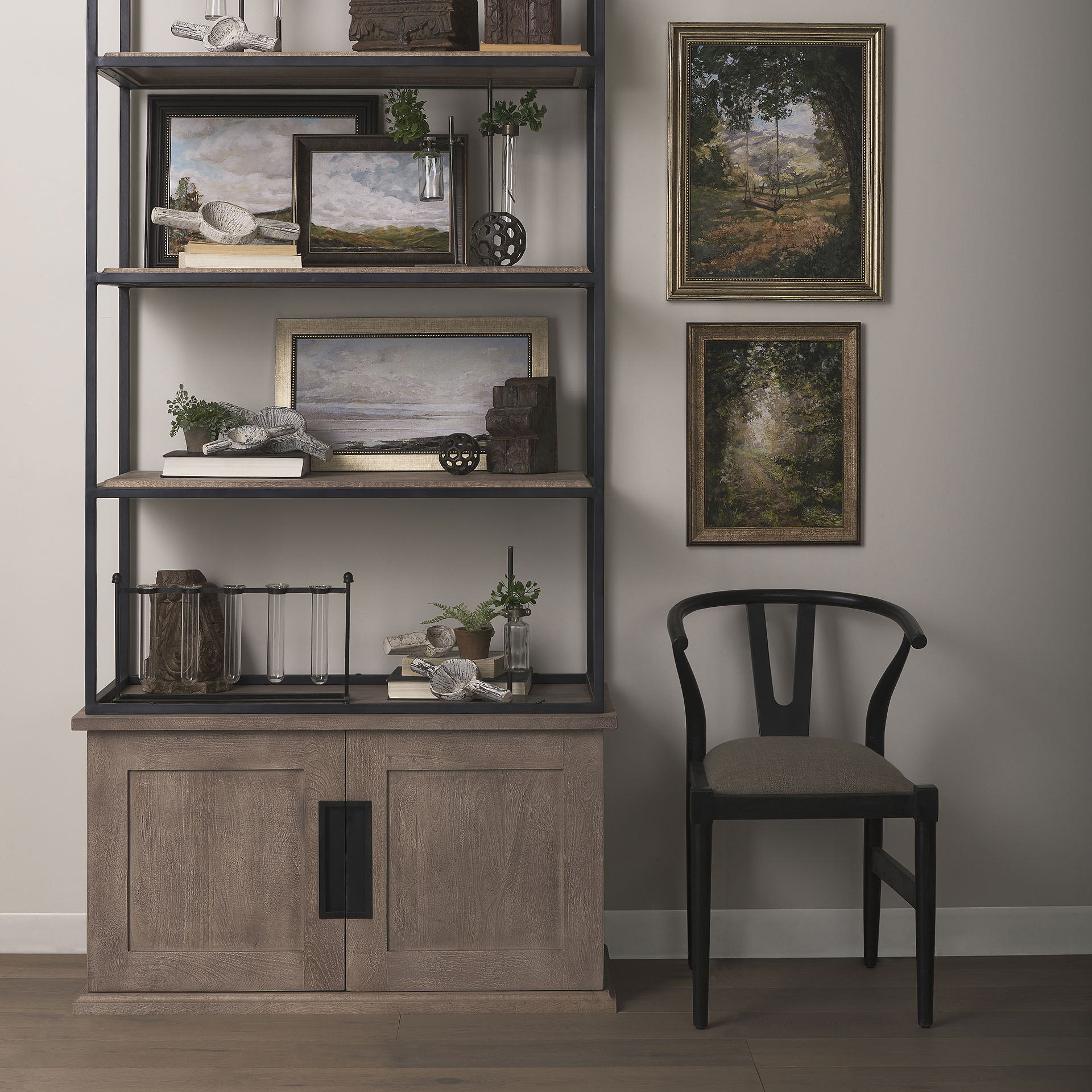 Trixie I  Black Wooden Base with Dark Taupe Fabric Seat Dining Chair, by Mercana, 20" length x 24" width x 31.25" height View 2