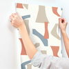 Modernist Coral & Blue Peel & Stick Wallpaper, by York Wall, 20' length x 1'8.5" width x 0.02" depth thumbnail 7