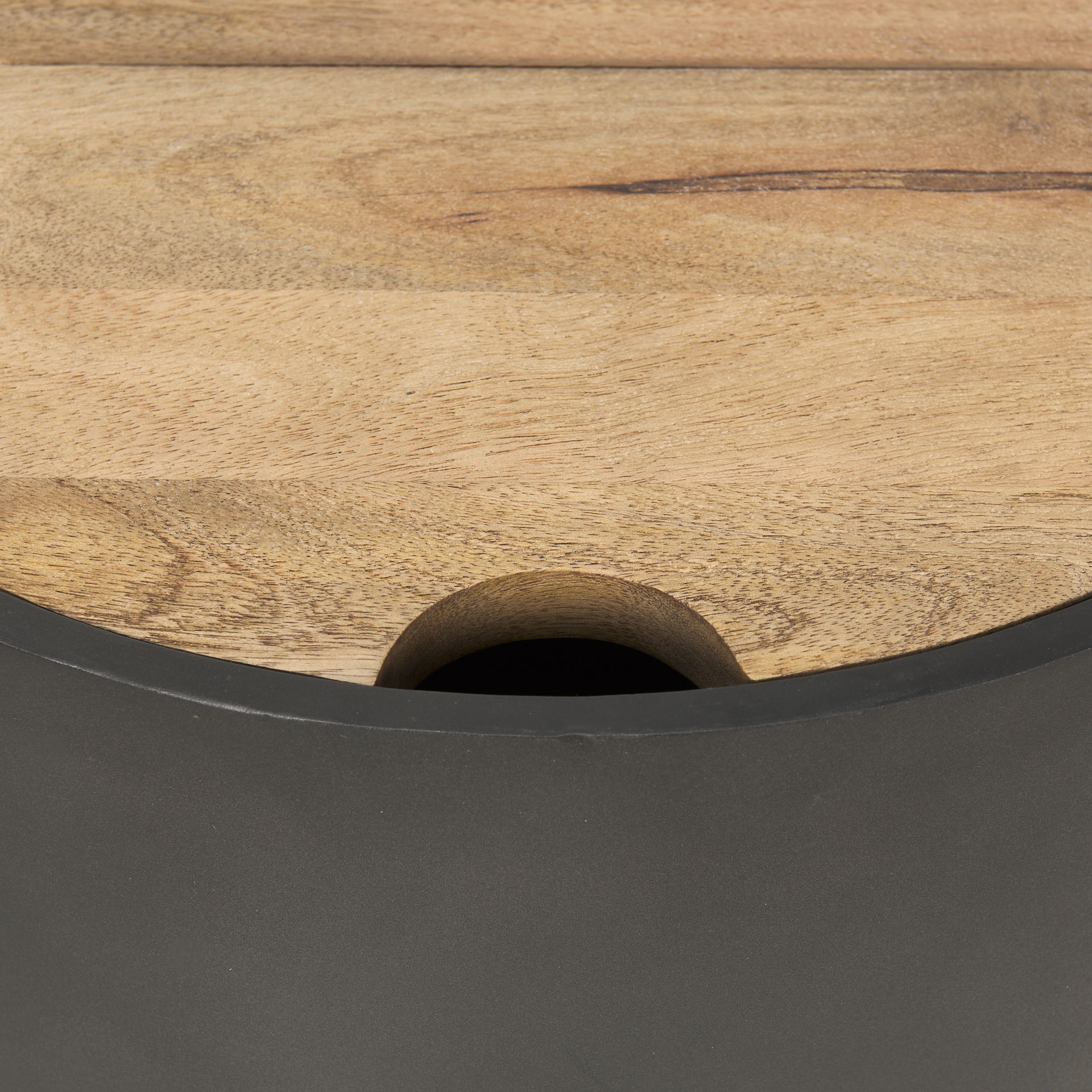 Eclipse Gunmetal Gray Drum Base with Brown Wood Top End/Side Table large image 
