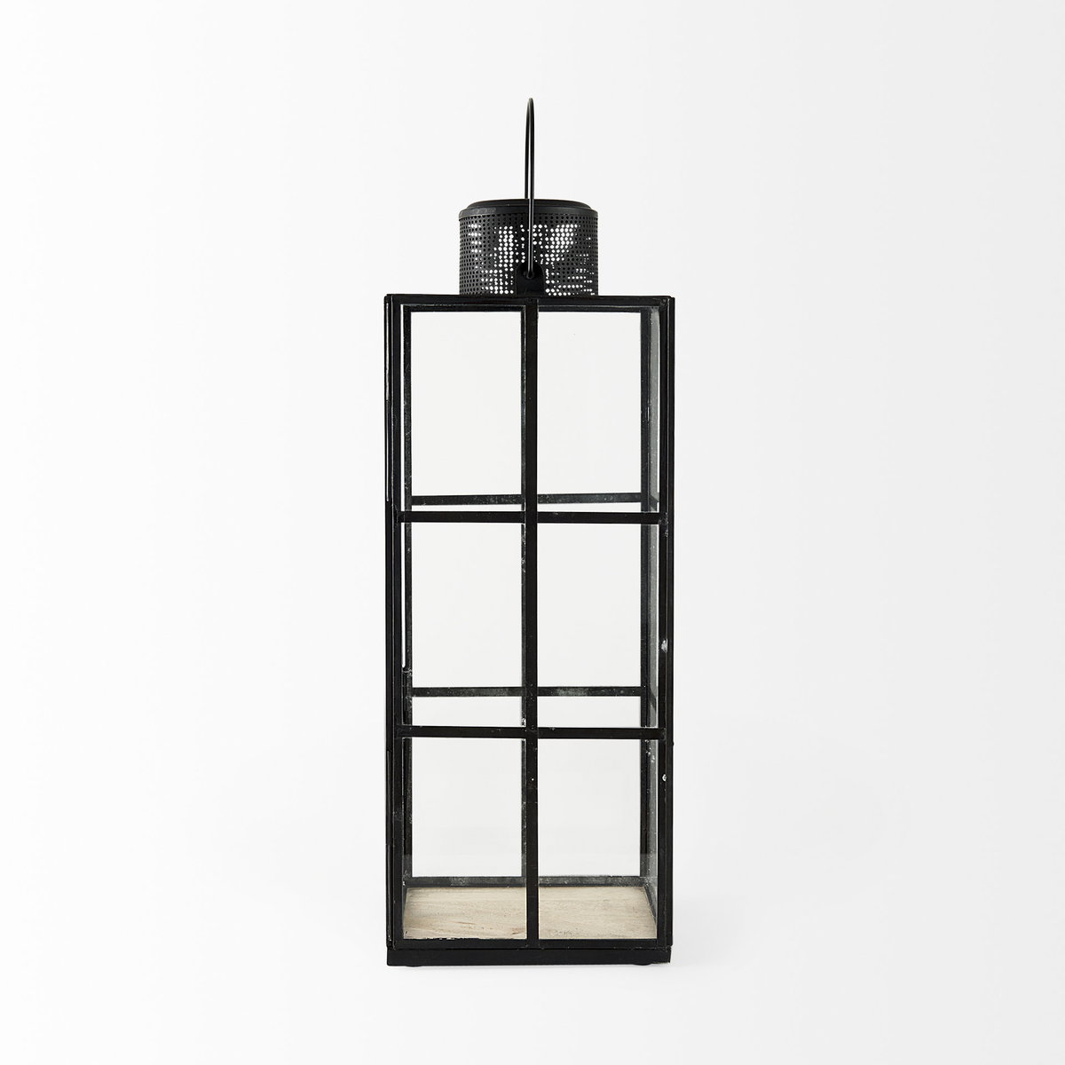 Gamfield  Large Black Metal and Glass Lantern, Lighting by Mercana, 6.1" length x 6.1" width x 16.73" height View 6
